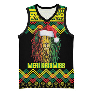 Black Jamaican Christmas Basketball Jersey Reggae Lion With Kente Pattern LT18