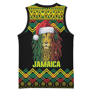 Black Jamaican Christmas Basketball Jersey Reggae Lion With Kente Pattern LT18