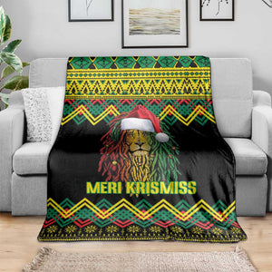 Black Jamaican Christmas Blanket Reggae Lion With Kente Pattern