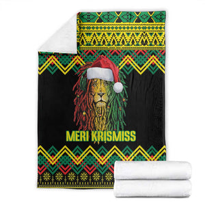 Black Jamaican Christmas Blanket Reggae Lion With Kente Pattern