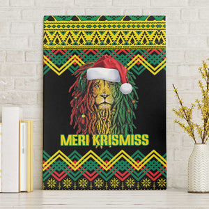 Black Jamaican Christmas Canvas Wall Art Reggae Lion With Kente Pattern