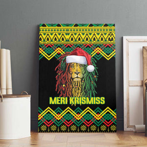 Black Jamaican Christmas Canvas Wall Art Reggae Lion With Kente Pattern