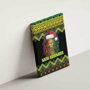 Black Jamaican Christmas Canvas Wall Art Reggae Lion With Kente Pattern