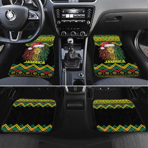 Black Jamaican Christmas Car Mats Reggae Lion With Kente Pattern