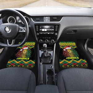 Black Jamaican Christmas Car Mats Reggae Lion With Kente Pattern