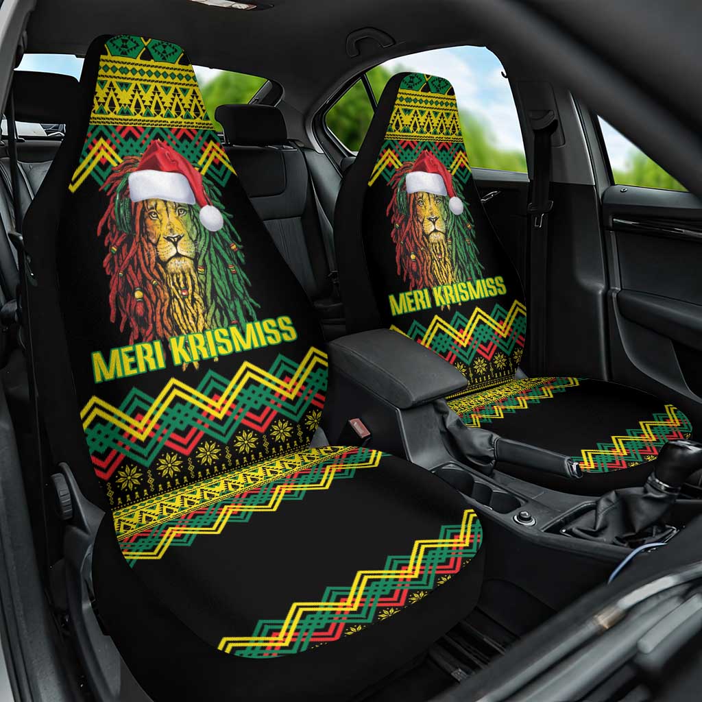 Black Jamaican Christmas Car Seat Cover Reggae Lion With Kente Pattern