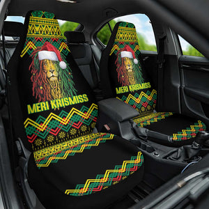 Black Jamaican Christmas Car Seat Cover Reggae Lion With Kente Pattern