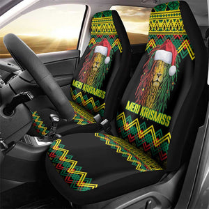 Black Jamaican Christmas Car Seat Cover Reggae Lion With Kente Pattern