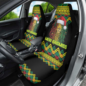 Black Jamaican Christmas Car Seat Cover Reggae Lion With Kente Pattern