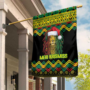 Black Jamaican Christmas Garden Flag Reggae Lion With Kente Pattern