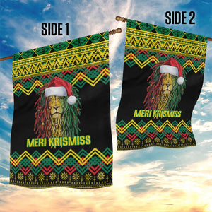 Black Jamaican Christmas Garden Flag Reggae Lion With Kente Pattern