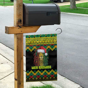 Black Jamaican Christmas Garden Flag Reggae Lion With Kente Pattern