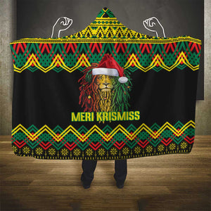 Black Jamaican Christmas Hooded Blanket Reggae Lion With Kente Pattern