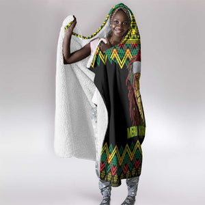 Black Jamaican Christmas Hooded Blanket Reggae Lion With Kente Pattern