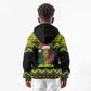 Black Jamaican Christmas Kid Hoodie Reggae Lion With Kente Pattern