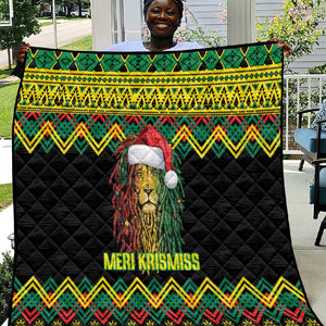 Black Jamaican Christmas Quilt Reggae Lion With Kente Pattern