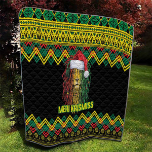 Black Jamaican Christmas Quilt Reggae Lion With Kente Pattern