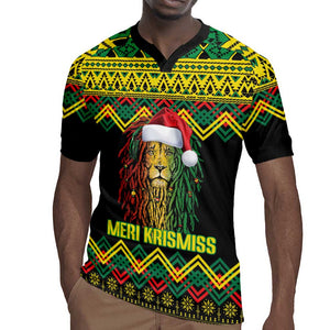 Black Jamaican Christmas Rugby Jersey Reggae Lion With Kente Pattern