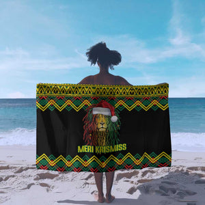 Black Jamaican Christmas Sarong Reggae Lion With Kente Pattern