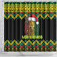 Black Jamaican Christmas Shower Curtain Reggae Lion With Kente Pattern