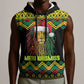 Black Jamaican Christmas Sleeveless Hoodie Reggae Lion With Kente Pattern - African Pride