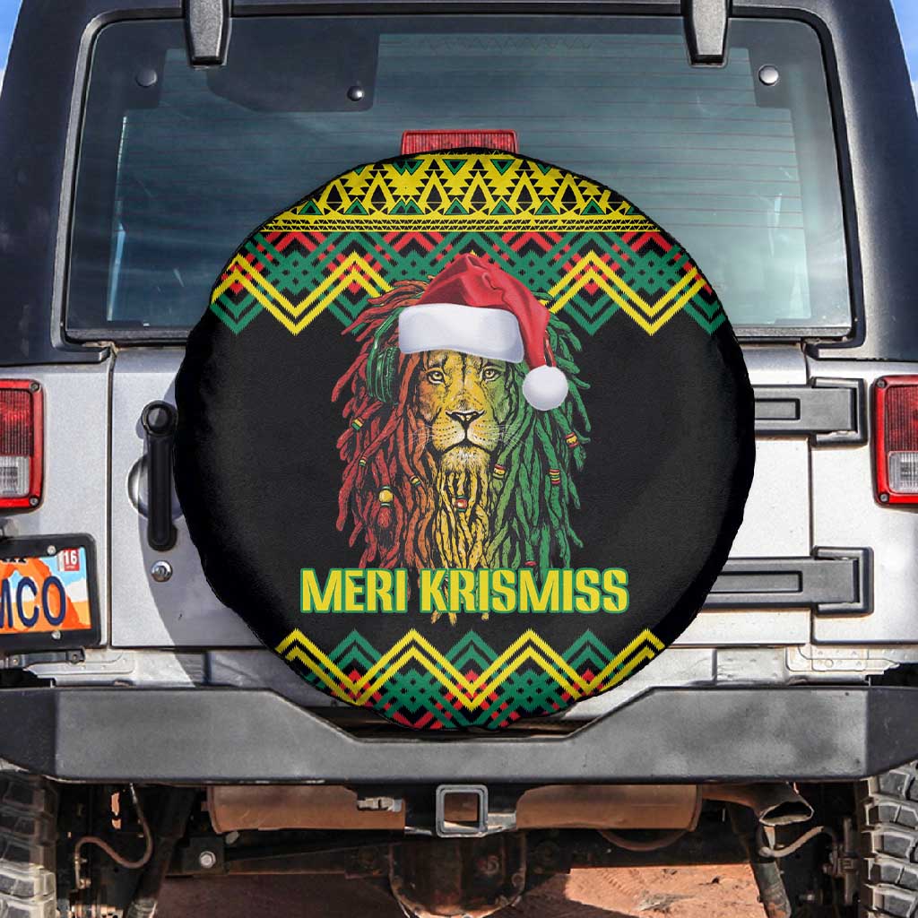 Black Jamaican Christmas Spare Tire Cover Reggae Lion With Kente Pattern