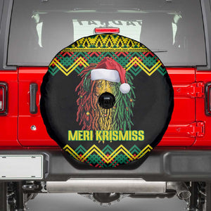 Black Jamaican Christmas Spare Tire Cover Reggae Lion With Kente Pattern