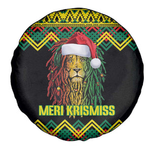 Black Jamaican Christmas Spare Tire Cover Reggae Lion With Kente Pattern