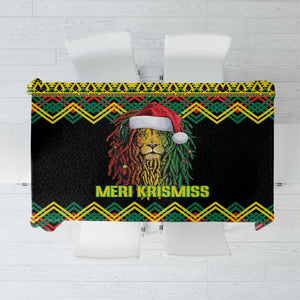 Black Jamaican Christmas Tablecloth Reggae Lion With Kente Pattern