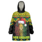Black Jamaican Christmas Wearable Blanket Hoodie Reggae Lion With Kente Pattern
