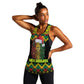 Black Jamaican Christmas Women Racerback Tank Reggae Lion With Kente Pattern