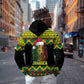 Black Jamaican Christmas Zip Hoodie Reggae Lion With Kente Pattern