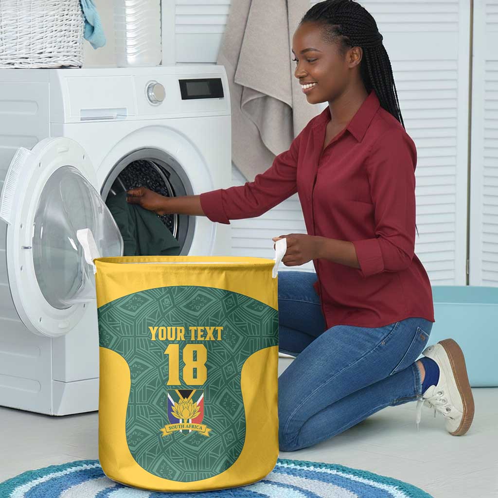 Custom South Africa Soccer Laundry Basket Bafana Bafana Spirit African Pattern - African Pride