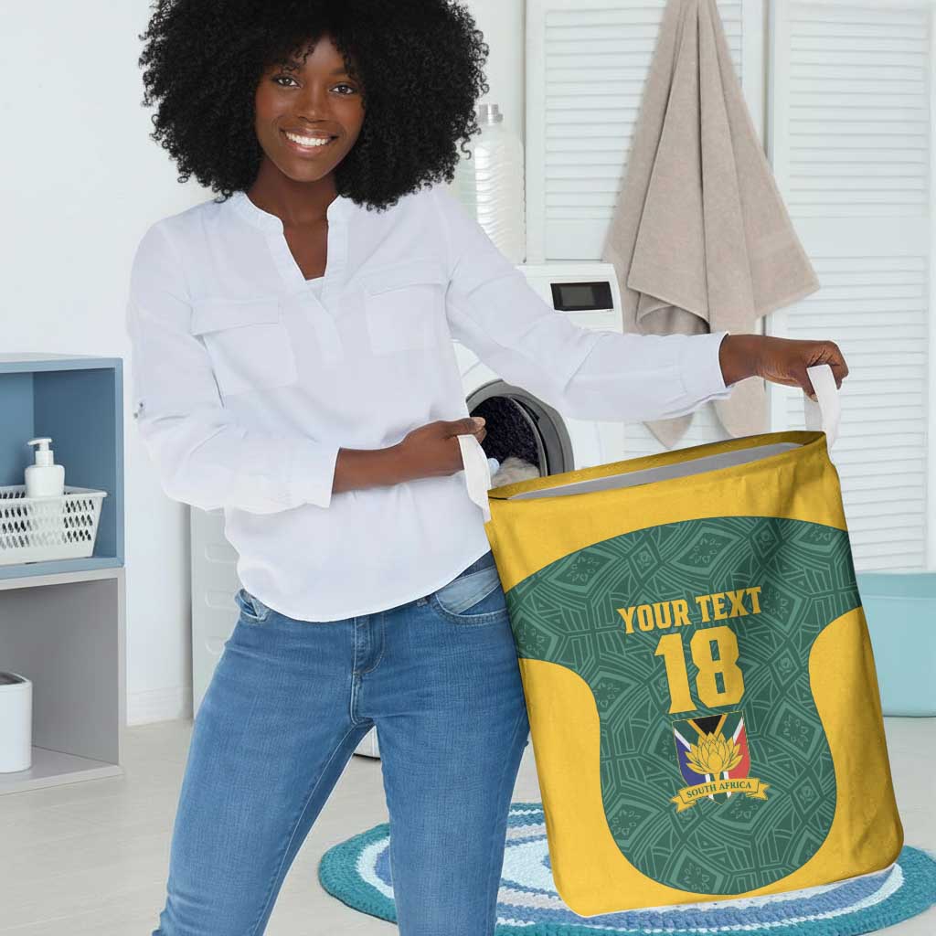 Custom South Africa Soccer Laundry Basket Bafana Bafana Spirit African Pattern - African Pride