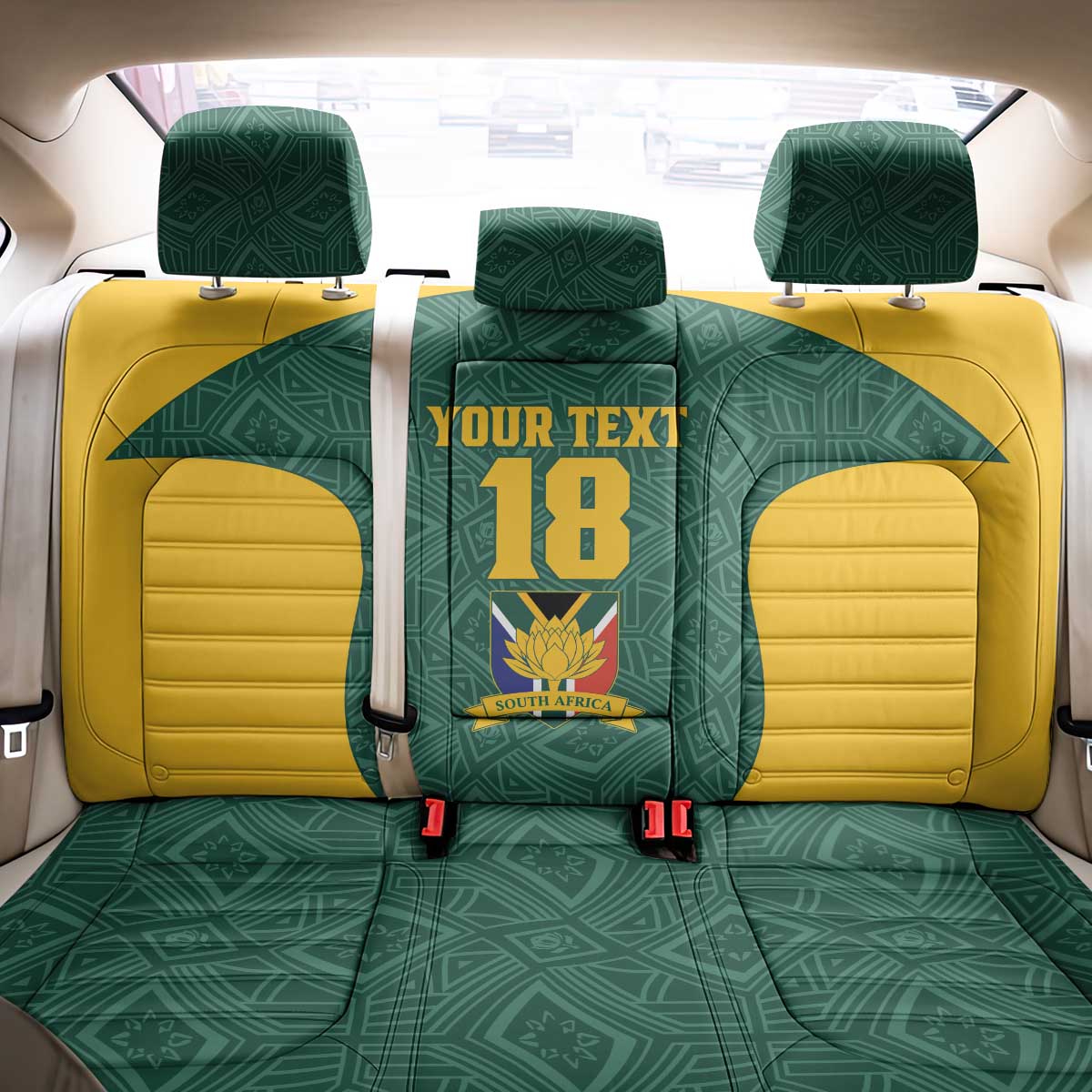 Custom South Africa Soccer Back Car Seat Cover Bafana Bafana Spirit African Pattern - African Pride
