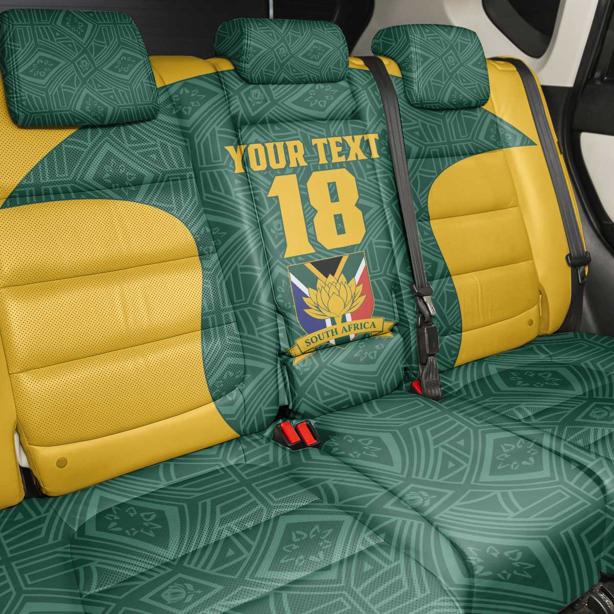 Custom South Africa Soccer Back Car Seat Cover Bafana Bafana Spirit African Pattern - African Pride