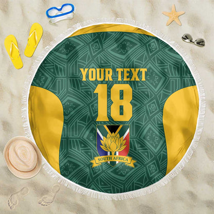 Custom South Africa Soccer Beach Blanket Bafana Bafana Spirit African Pattern - African Pride