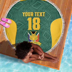 Custom South Africa Soccer Beach Blanket Bafana Bafana Spirit African Pattern - African Pride