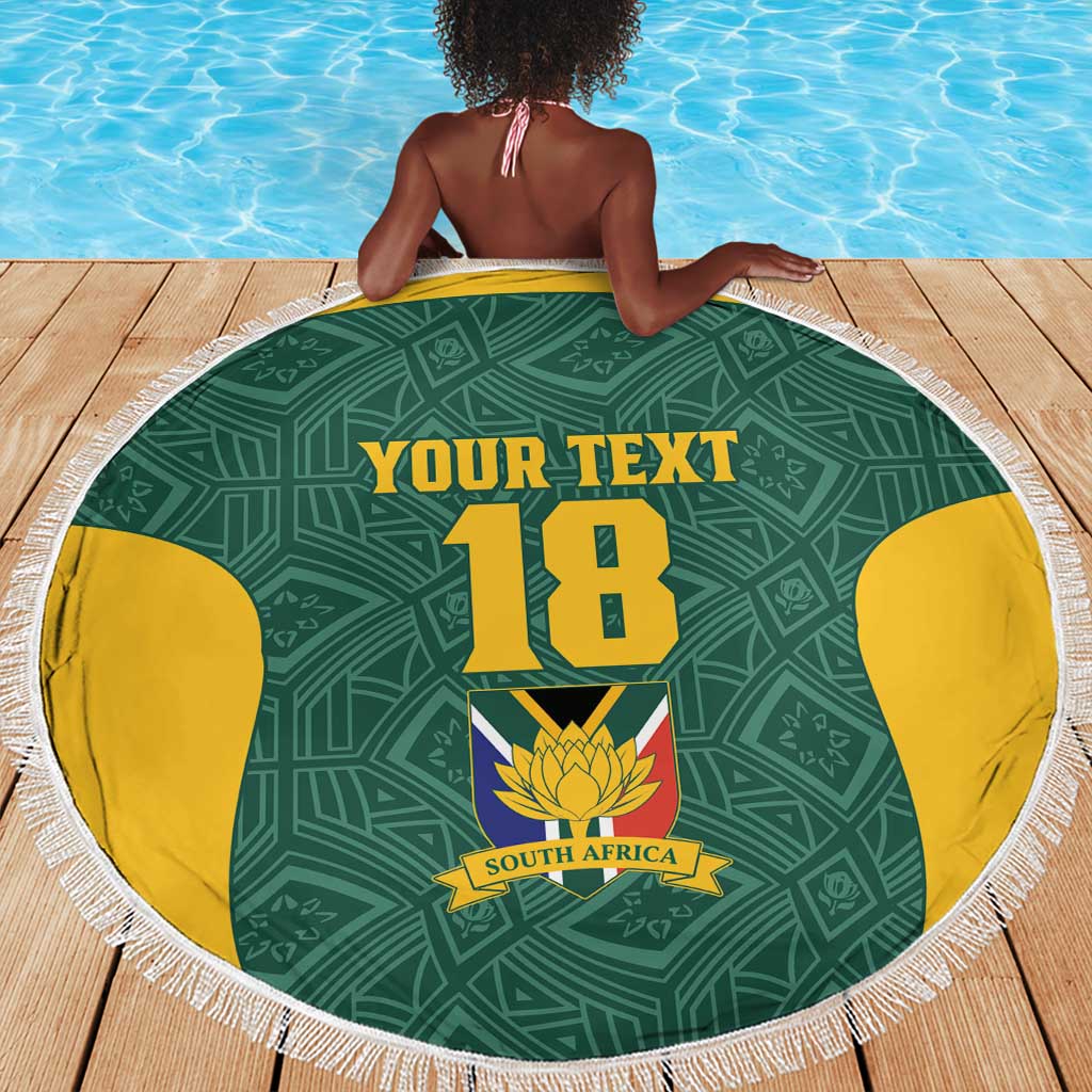 Custom South Africa Soccer Beach Blanket Bafana Bafana Spirit African Pattern - African Pride