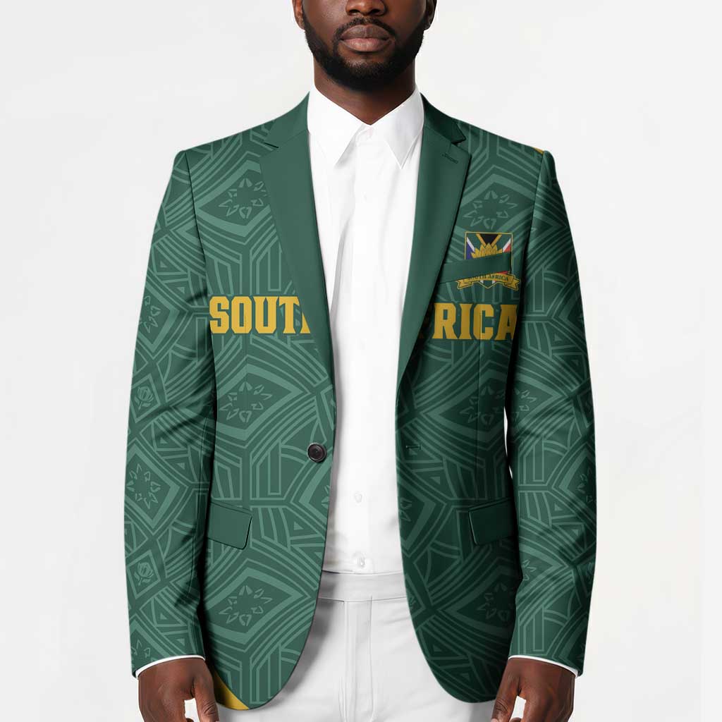Custom South Africa Soccer Blazer Bafana Bafana Spirit African Pattern - African Pride