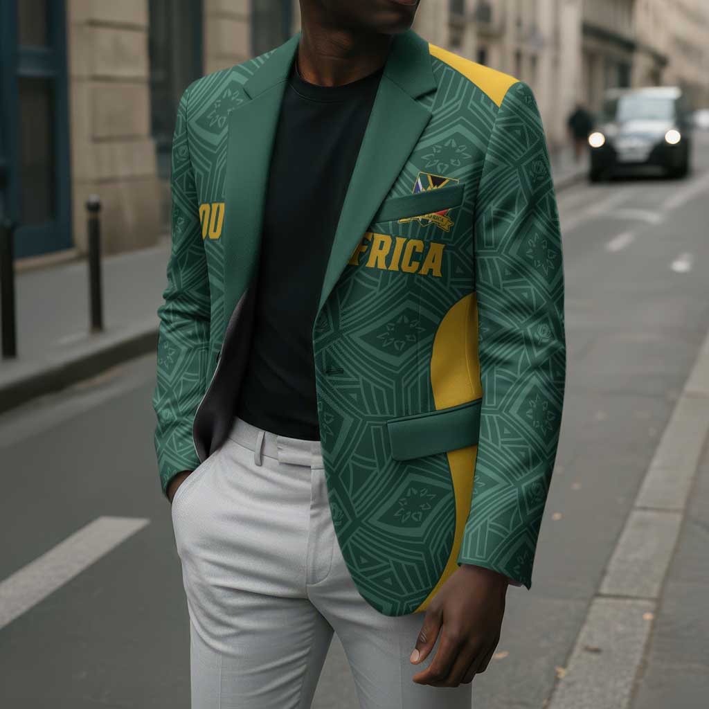 Custom South Africa Soccer Blazer Bafana Bafana Spirit African Pattern - African Pride