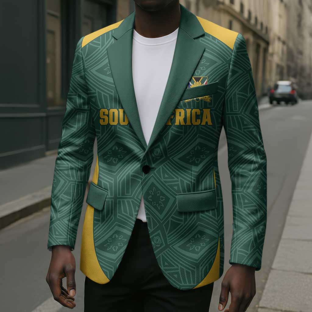 Custom South Africa Soccer Blazer Bafana Bafana Spirit African Pattern - African Pride
