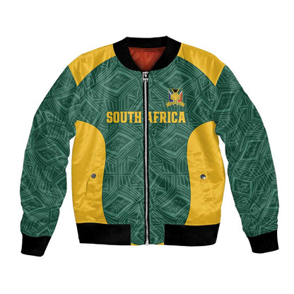 Custom South Africa Soccer Bomber Jacket Bafana Bafana Spirit African Pattern - African Pride