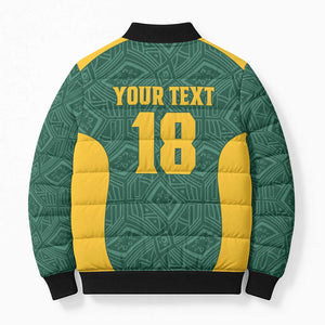 Custom South Africa Soccer Bomber Puffer Jacket Bafana Bafana Spirit African Pattern - African Pride