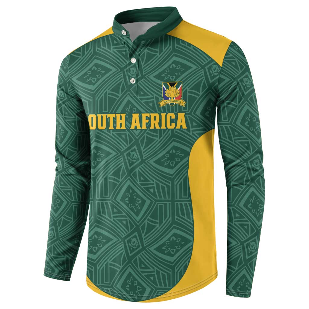 Custom South Africa Soccer Button Sweatshirt Bafana Bafana Spirit African Pattern