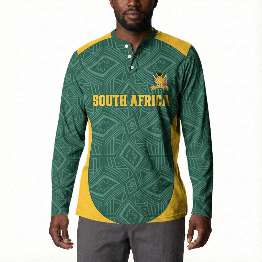 Custom South Africa Soccer Button Sweatshirt Bafana Bafana Spirit African Pattern