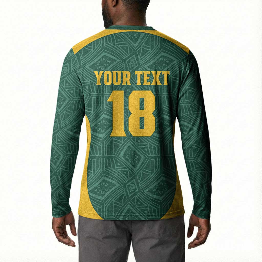 Custom South Africa Soccer Button Sweatshirt Bafana Bafana Spirit African Pattern