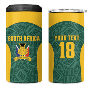 Custom South Africa Soccer 4 in 1 Can Cooler Tumbler Bafana Bafana Spirit African Pattern - African Pride