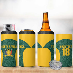 Custom South Africa Soccer 4 in 1 Can Cooler Tumbler Bafana Bafana Spirit African Pattern - African Pride