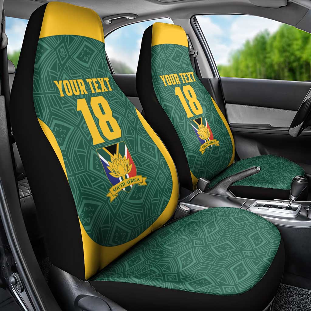 Custom South Africa Soccer Car Seat Cover Bafana Bafana Spirit African Pattern - African Pride